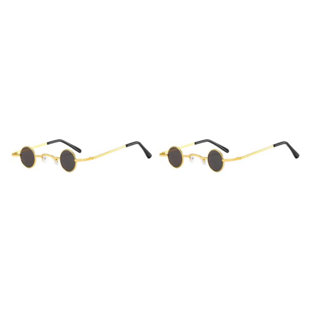 maskred Vintage For Fashionable Individuals Made With Polymethyl Methacrylate And PC Sun Glasses Not Easily Fading Gold frame grey len 2Set