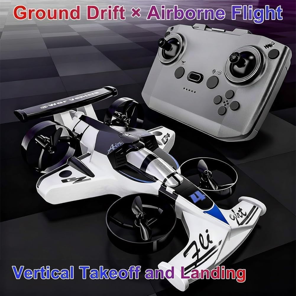 Rechargeable Dual-Mode Car Drone, 2-in-1 Flying RC Car with Land & Air Modes, 360° Flip Tricks, LED Stunt Effects, High-Speed Driving & Flying Impact-Resistant Toy