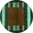 thumbnail image 1 of Ahgly Company Indoor Round Abstract Turquoise Blue Contemporary Area Rugs, 7' Round, 1 of 4
