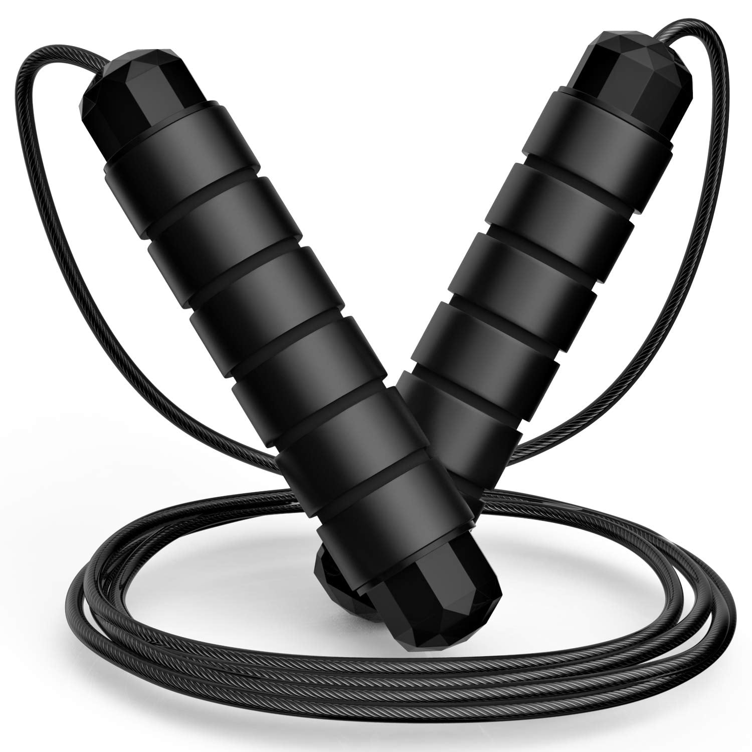 Jump rope, non-tangled fast jump rope with ball bearing, suitable for both women and men, adjustable steel jump rope, with foam handle, suitable for home gym exercises, fitness, and training.