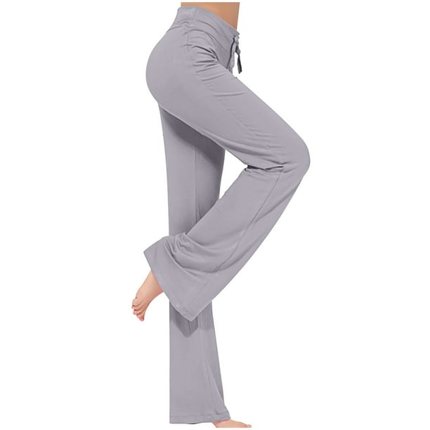 Pantalones De Yoga Para Mujer Pantalones De Pierna Ancha Pantalones De Entrenamiento Pantalones De Cintura Alta Sueltos Casuales Pantalones De Gimnasia Gris Odeerbi LM103-4800