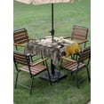 thumbnail image 5 of Square Outdoor Tablecloth with Umbrella Hole Grey Farm Animals Outside Table Cloth Waterproof Patio Table Cover Spring Sunflower Cow Pigs Zipper Tablecloths for Picnic Party Camping 54x54 Inch, 5 of 8