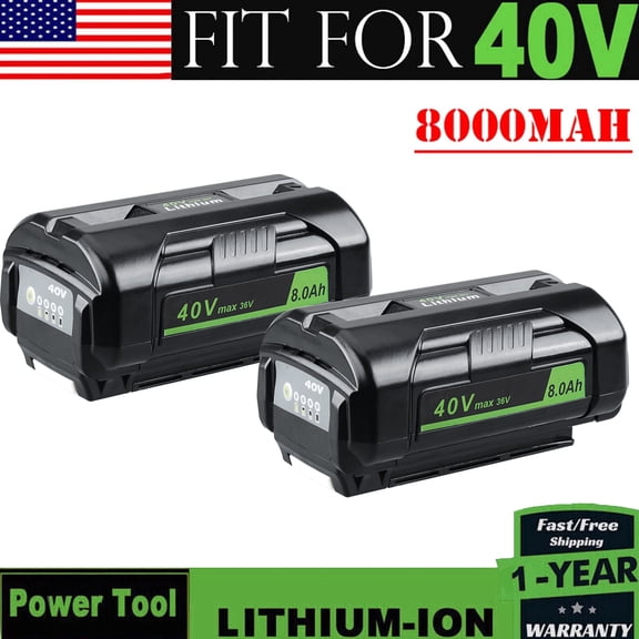 2Packs OP4060 40V 8.0Ah Lithium Battery Replacement for Ryobi 40-Volt Power Tools OP4015 OP4026 OP40201 OP40261 OP4030 OP4040