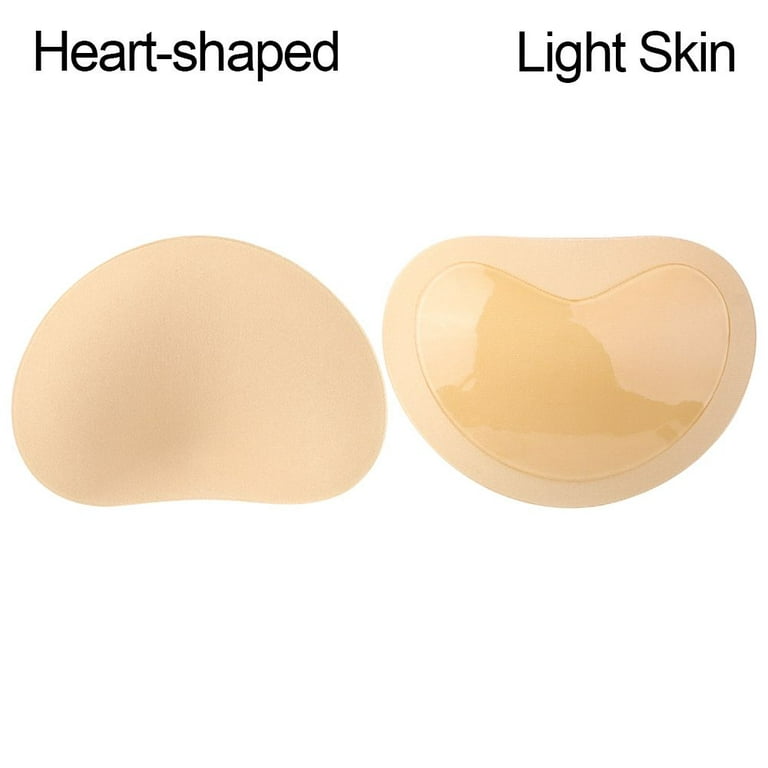 Reusable Push Up Self-Adhesive for Swimsuits Bikini Breast Enhancer Sticky  Bra Cups Silicone Bra Inserts Lift Breast Pads HEART-SHAPED LIGHT SKIN 