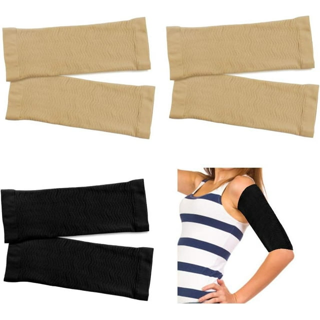 Manguitos para mujer, 3 pares de mangas de compresión para brazos, mangas elásticas para adelgazar, mangas para brazos para mujeres, hombres, pérdida de peso, deporte, fitness ER