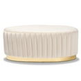 thumbnail image 3 of Baxton Studio Kirana Glam and Luxe Beige Velvet Fabric Upholstered and Gold PU Leather Ottoman, 3 of 7
