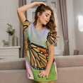 thumbnail image 3 of Honeii A monarch butterfly Print Women's Loose Short Sleeve Nightgown, Soft Cotton Sleepwear, Comfy Loose Fit Pajama Dress for Sleep and Lounge, 3 of 6
