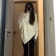 thumbnail image 4 of Suéter de cuello alto irregular estilo coreano suave para mujer, suéter holgado de primavera, estilo perezoso, suave y encerado para mujer, 4 of 6