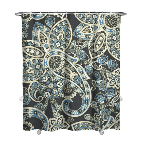 French Country Shower Curtain Vintage Floral Design Waterproof Bathroom Curtain 72x84 Inch Fade-Resistant Fabric Boho Chic Decor with Metal Grommets