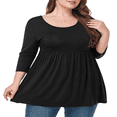 thumbnail image 1 of CHUANK Tunique à Col Rond pour Femmes Grande Taille, Blouse à Manches 3/4, T-Shirt Ample à Fleurs 0X-5X, 1 of 4