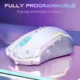 thumbnail image 2 of Wireless Gaming Mouse, Tri-Mode 2.4G/USB-C/Bluetooth Mouse Gaming, 12000 DPI, RGB Backlit, Fully Programmable, Rechargeable Wireless Computer Mouse for Laptop PC Mac, White, 2 of 4