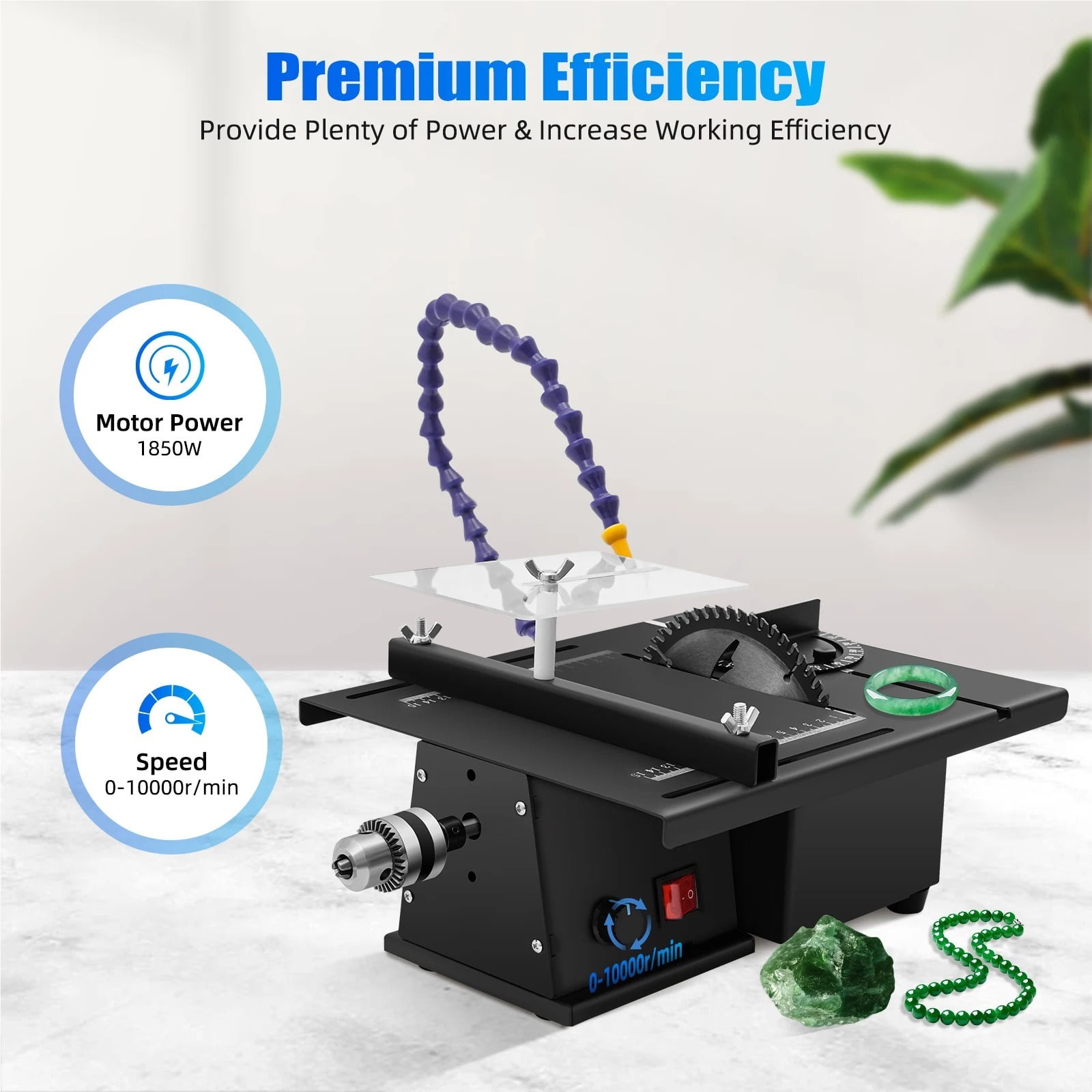 Gemstonestone Faceting Cutting Carving Polishing Machine, 7-Speed Multi-functional Gemstonestone Jade Grinder Polisher Kit Machine Bench Grinder