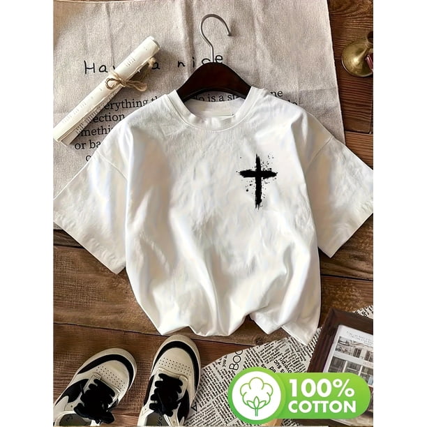 Loose Casual Round-Neck Women'S Top with a Minimalist Style Featuring The Text 'PSALMS 91 God' Printed on It.