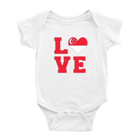 

Love Singapore Flag Heart Baby Rompers Newborn Clothes Outfits (White 6-12 Months)