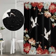 thumbnail image 4 of Black Crane Shower Curtain Set - 48" x 72" Washable Bathtub Curtain with 12 Hooks, Vintage Red Teal Spring Floral Botanical Waterproof Fabric Stall Shower Curtains for Bathroom/Bathtub Décor, 4 of 6