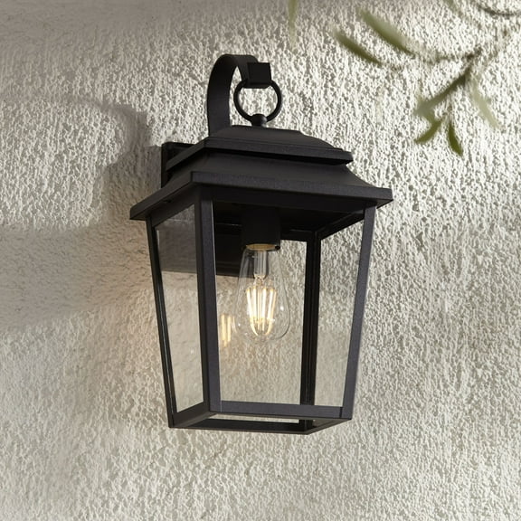 John Timberland Bellis Verde Rustic Outdoor Wall Light Fixture Texturized Black 15 1/4" Clear Glass for Post Exterior Barn Deck House Porch Yard Home