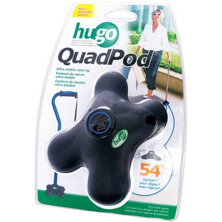 Hugo QuadPod Ultra Stable Cane Tip with Compact Quad Design, 3/4 in, Black