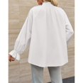 thumbnail image 5 of Women Shirt Long Sleeved Button Up Shirt Pleated V Neck Shirt Loose Casual Fluffy Top, 5 of 6
