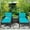Turquoise, variant on Costway 5-Piece Rattan Patio Furniture Set with 2 Ottomans and Glass Top Table, Brown/Turquoise