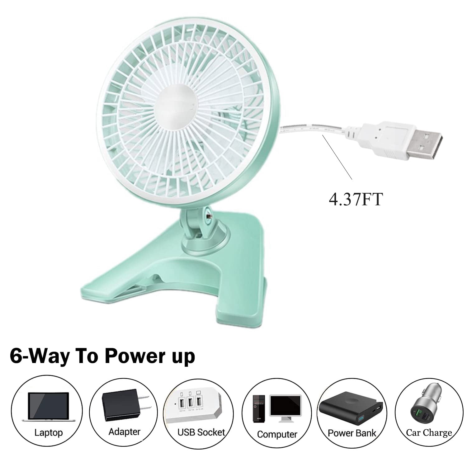 Kiven USB Fan Clip On Portable Fan with Motion Sensor 2 Speed and Adjustable Tilt Fan Mini Car Seat Fan Small USB Desk Personal Fan for Stroller Accessories/Crib/Home Office