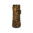 thumbnail image 6 of BLISSFUL STEP Women's Boots Faux Suede Ankle Booties Block Heel Round Toe Buckle Side Zip Boots Leopard 8, 6 of 7