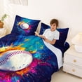 thumbnail image 3 of Castle Fairy Vibrant Baseball Queen Sheets 4 Pieces, Watercolor Splash Ball Queen Sheet Sets,1 Fitted Sheet, 1 Flat Sheet and 2 Pillowcases, 3 of 6