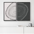 thumbnail image 2 of PixonSign Framed Wall Art Set Duotone Spiral Dot Pattern Wood Tree Rings Art Nature Wilderness Farmhouse/Country Art Vintage Canvas Print Wall Decor for Room, Entryway - 16"x24"x2 Panels Black, 2 of 5