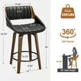 thumbnail image 2 of LainTene 26" Swivel Counter Height Bar Stool with Walnut Bentwood Frame, Faux Leather Seat & Footrest, Mid-Century Modern Chair for Kitchen Island, Bar, or Café (Set of 3), 2 of 11