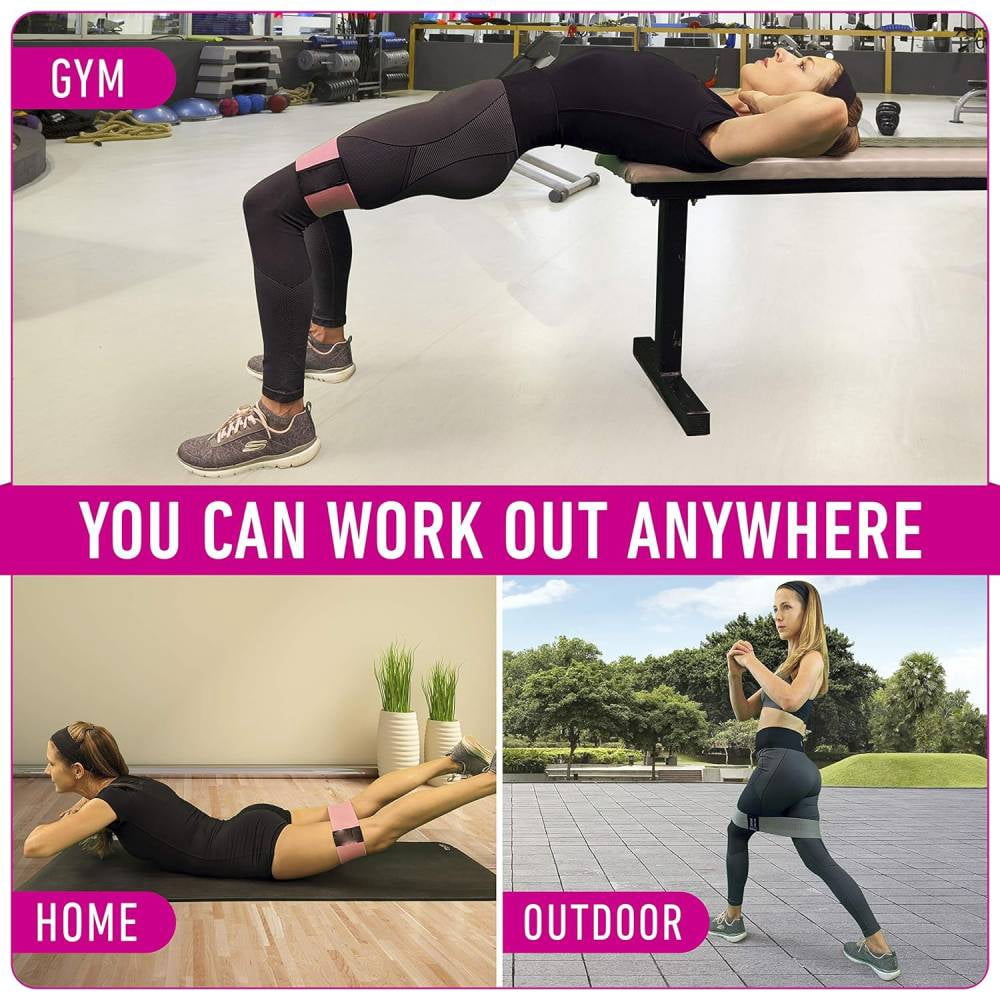 4 PK Resistance Bands for Working Out with Workout Bands Guide 4 Booty Bands for Women Men Fabric Elastic Bands for Exercise Bands Resistance Bands for Legs Bands for Working Out Hip Thigh Glute Band