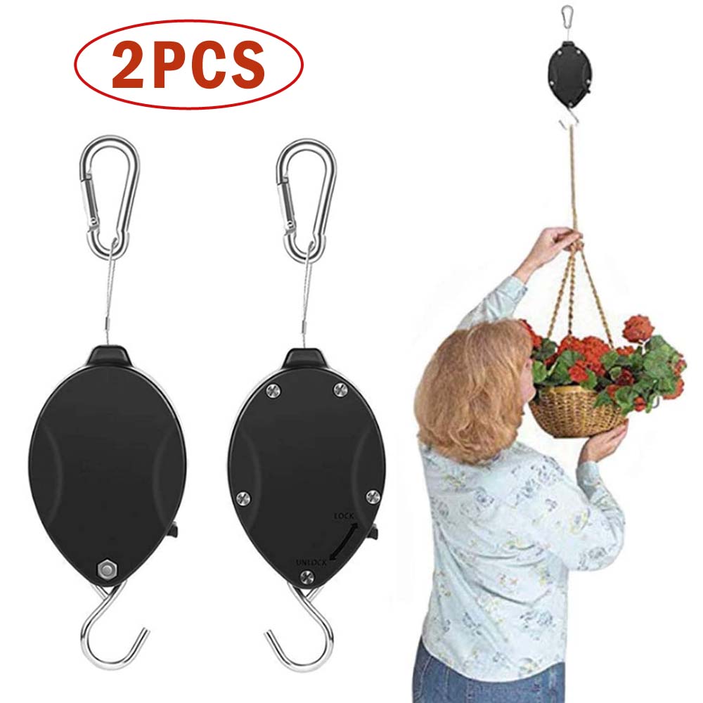 2 Pack Plant Pulley Retractable Pulley Plant Hanger Hanging Flower