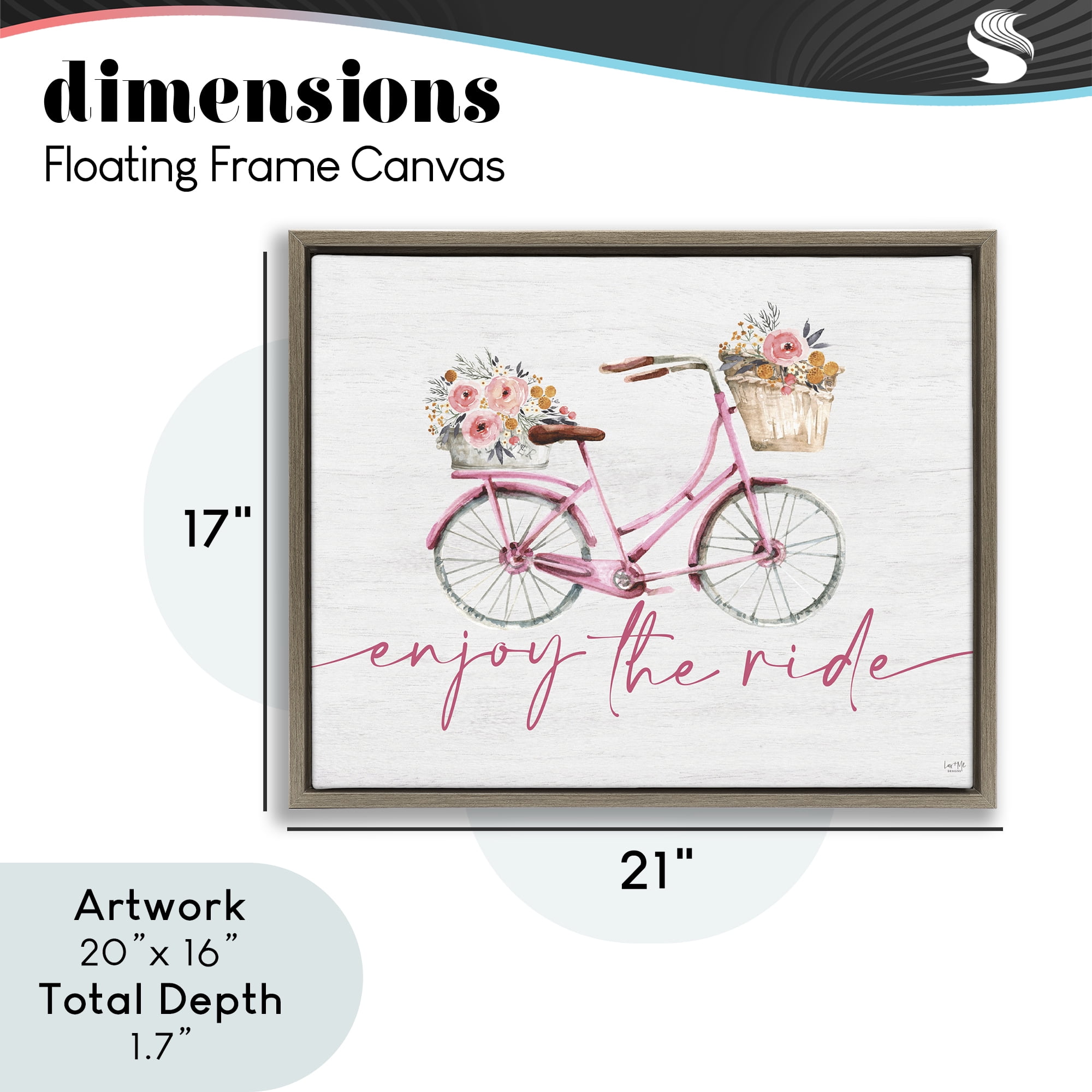 Stupell Industries Enjoy The Ride Bicycle Brown Framed Floater Canvas Wall Art, design by Lux + Me Designs