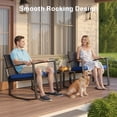 thumbnail image 4 of Noelse 3 Piece Wicker Rocking Chair Set, Outdoor Patio Furniture with Table and Cushions for Balcony, Blue, 4 of 11