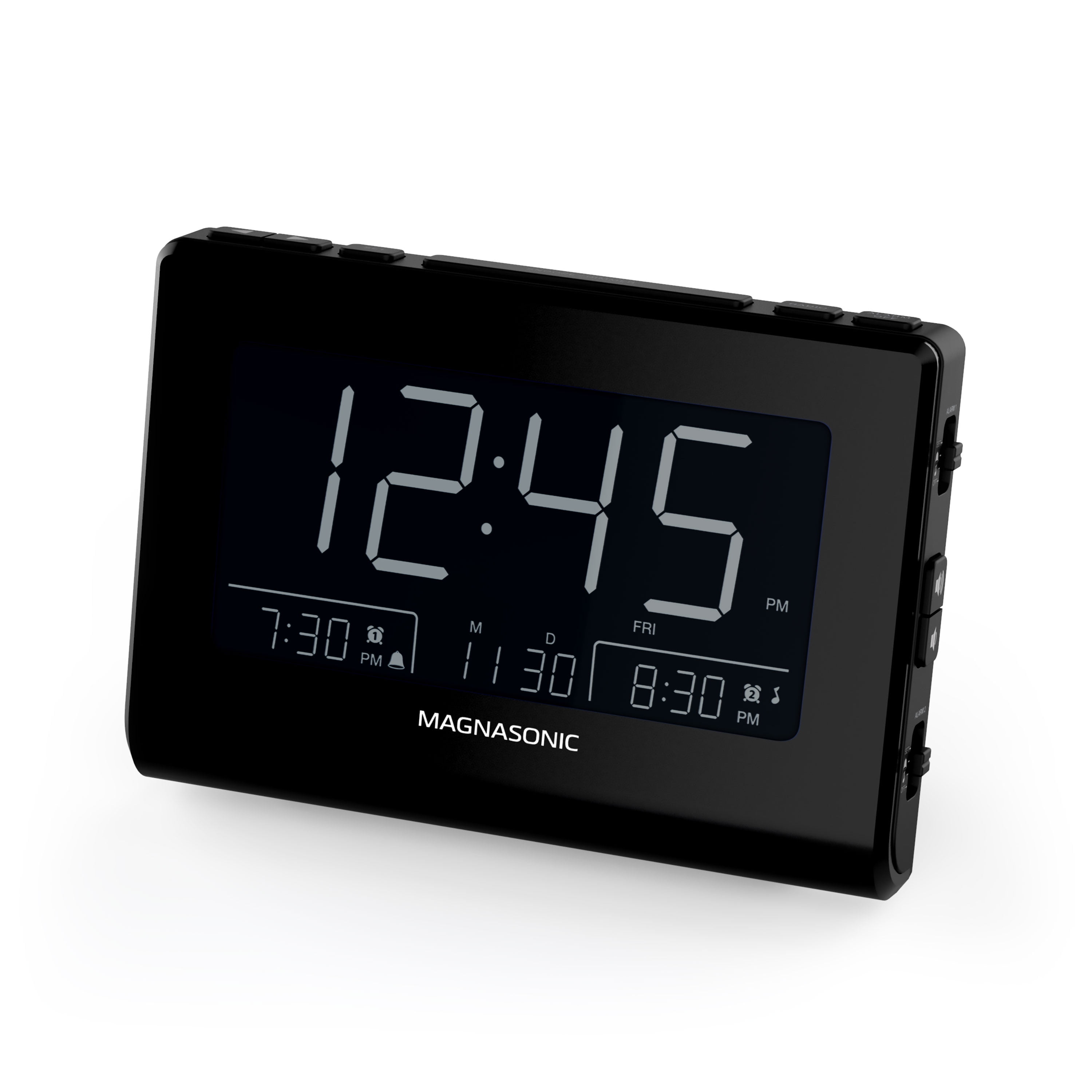 Magnasonic Alarm Clock Radio with USB Charging for Smartphones, Dual