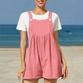 thumbnail image 3 of Ahabrexf Short for Women Casual Summer, Solid Color Shoulder Button Suspender Jumpsuit with Pockets, 3 of 4