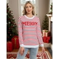 thumbnail image 6 of Cogild Striped Long Sleeve Crew Neck Sweaters for Womens Pullover Top with MERRY Embroidery Christmas Sweaters Womens Sweaters Winter Casual Sweaters for Womens, 6 of 7