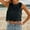 Black, variant on Women Summer Boho Tie Front Tank Top Sleeveless Cropped Vest Casual Beach Going Out Blouse Pure Color Round Neck