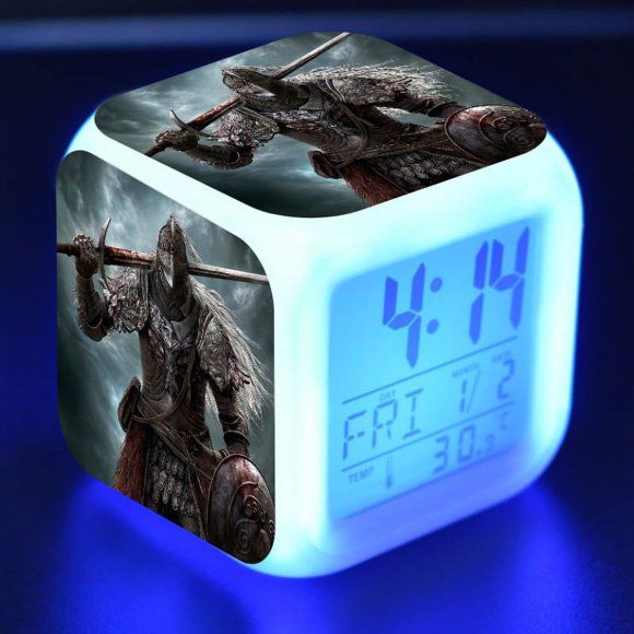 Wekity Alarm Clock One Piece 7 Colors LED Square Clock Digital Alarm Clock with Time, Temperature, Alarm, Date
