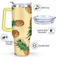 thumbnail image 3 of Yellow Pineapple 40 Oz Tumbler with Handle Lid and Straw, Stainless Steel Double Walled Vacuum Insulated Cup, Cute Anniversary Wedding Birthday Gifts Tumbler for Women Men Friends Outdoor Indoor, 3 of 7