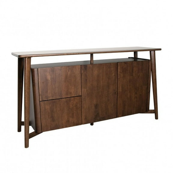 Ziva Sideboard Buffet Console, 2 Drawers and Doors, Brown Wood 67 Inch