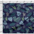thumbnail image 2 of Soimoi Leaves Printed, Cotton Fleece, Fabric by The Yard Sewing DIY Stretch Fabric 56 Inches Wide, WarmFabric for Hats, Coats, Gloves, Blankets, Navy Blue, 2 of 5