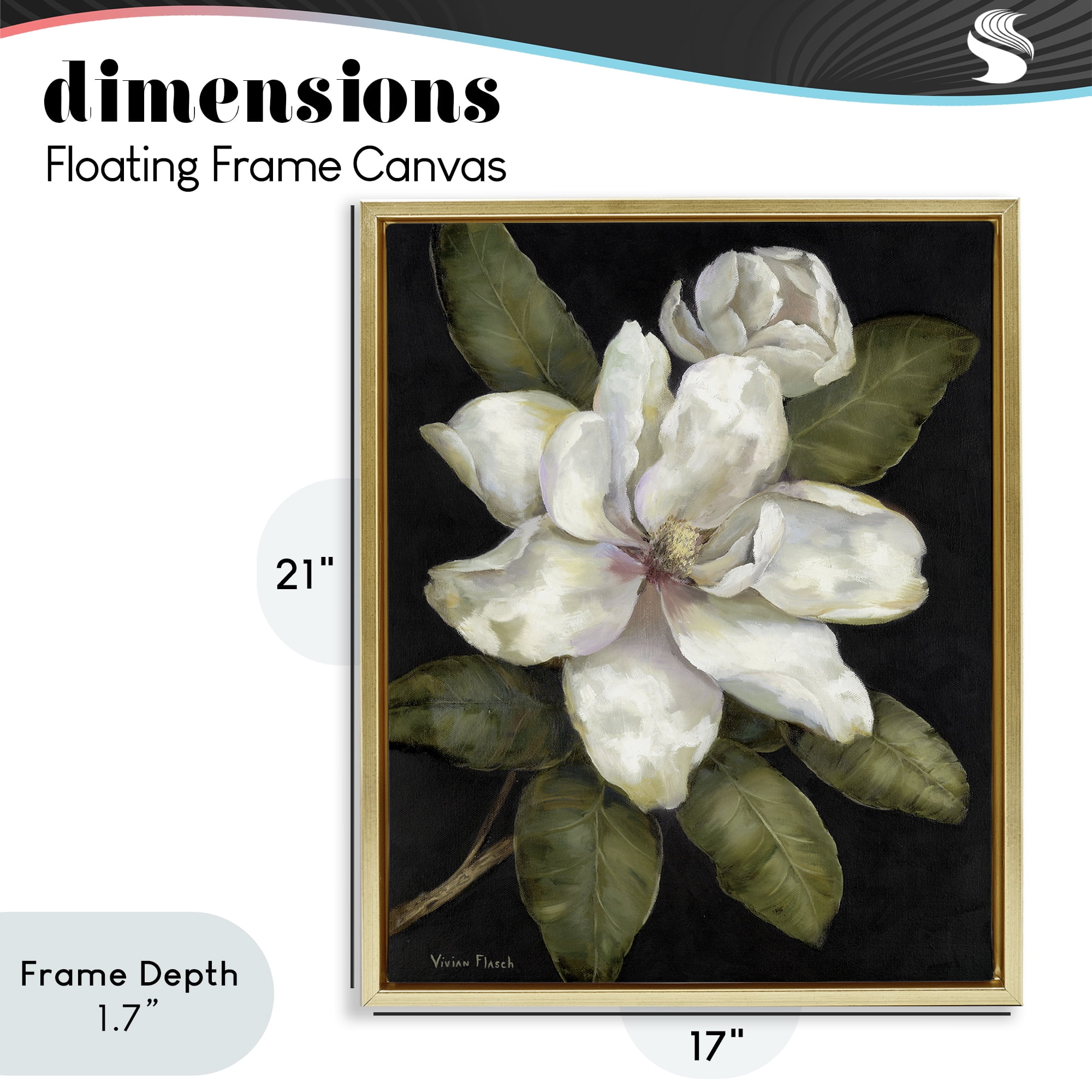 Stupell Industries Budding Magnolia Blooms Gold Framed Floater Canvas Wall Art, design by Nan