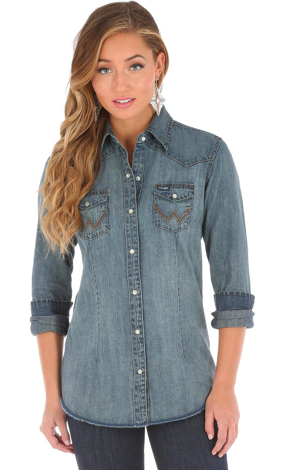 womens denim work shirt