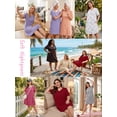 thumbnail image 4 of SHOWMALL Nightgowns for Plus Women Soft Short Sleeve Pajama Dress with Pockets for Sleep Night Soft Bloom Pink 2X, 4 of 4