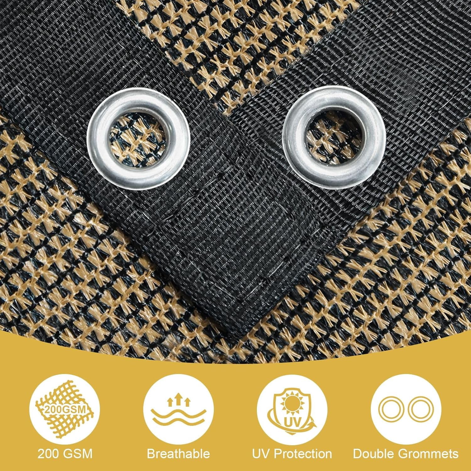 90% Sun Shade Cloth with Grommets, 8' X 12' Pergola Shade Cover Canopy, Mesh Tarp Sun Screens for Patio, Outdoor, Garden, Backyard, Mocha