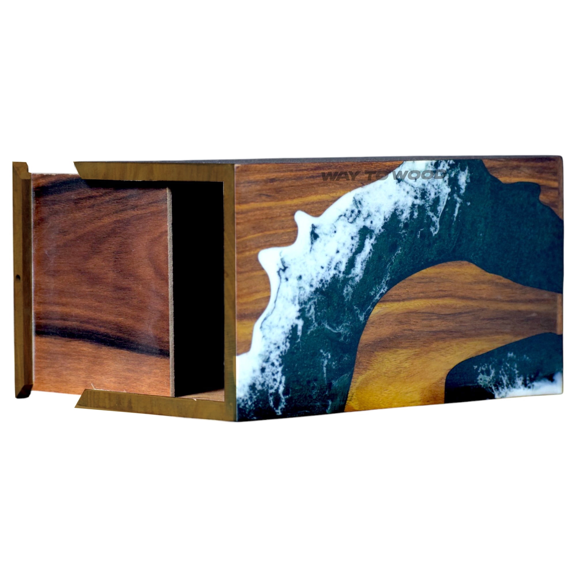 Wooden Urns for Human Ashes Adult Male, Female – Ocean Wooden Resin Urns for Burial & Home Memorial - Decorative Urn Box for Pet Ashes - Personalized Cremation Urn