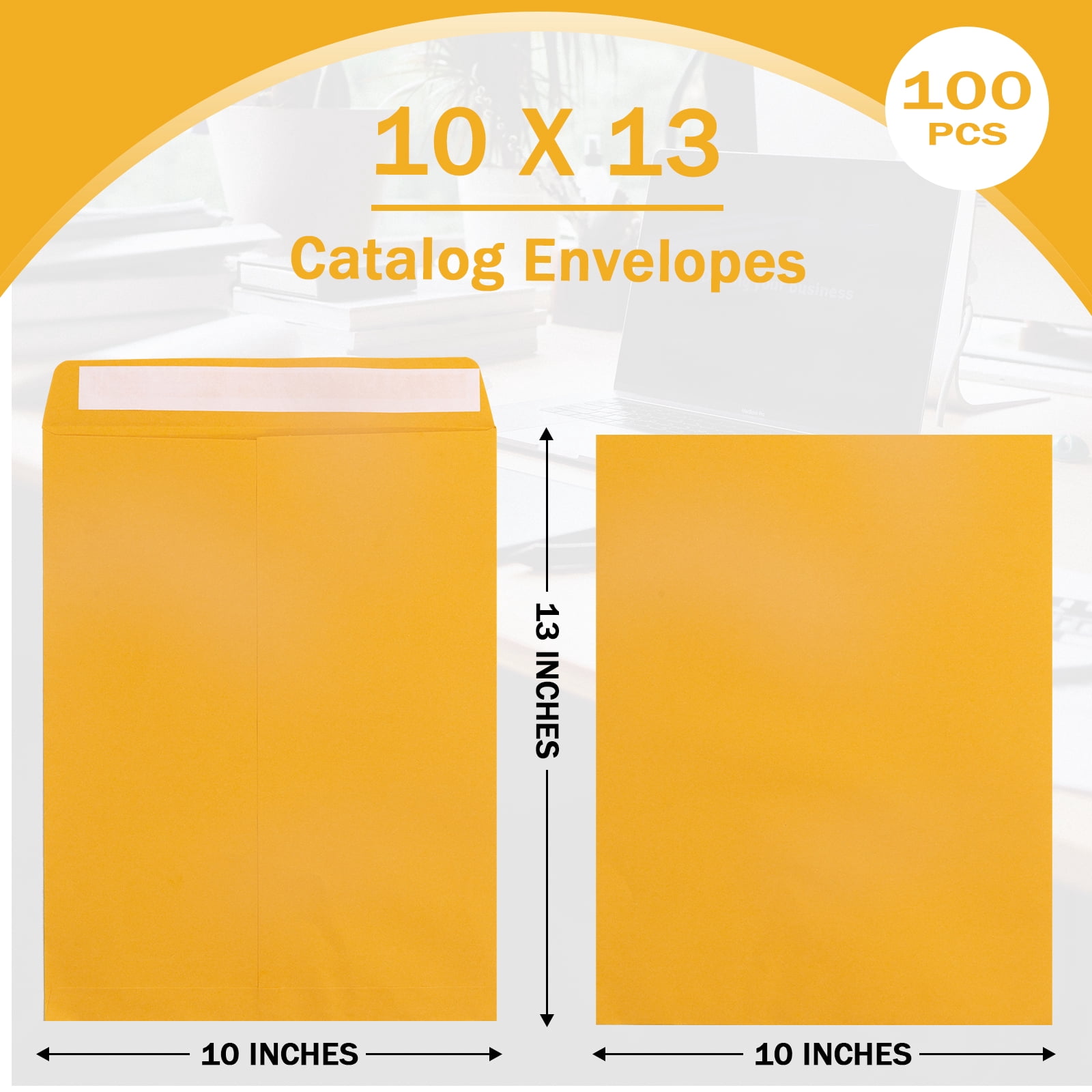 10x13 Catalog Envelopes Self Seal 100 Pack, Goefun 100GSM Paper Yellow Brown Large Envelopes, Manilla Envelopes with Peel and Seal Flap for Mailing, Organizing and Storage
