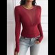thumbnail image 5 of Camisas Ajustadas de Larga de con Cuello en V Profundo para Mujer, Moda Y2K 2025 Vino Tinto L, 5 of 10