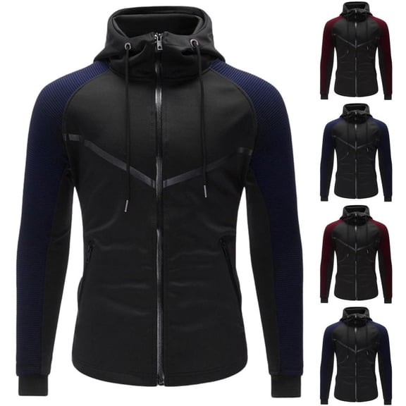 Bxsruta Mens Full Zip Hoodie Athletic Jacket Long Sleeve Workout Sweatshirt Activewear