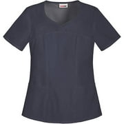 Women's Fashion Essentials Mock Wrap Scrub Top with Back Elastic
