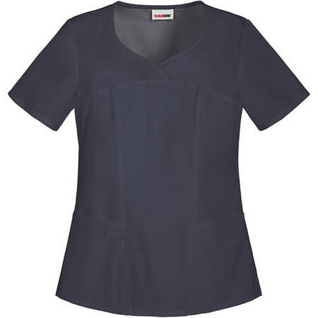 Women's Fashion Essentials Mock Wrap Scrub Top with Back Elastic